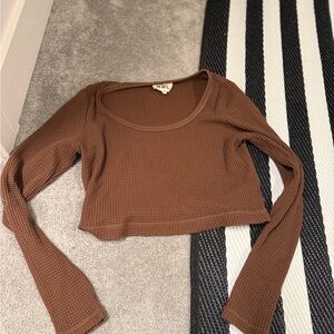 Brown Long Sleeve Crop Top